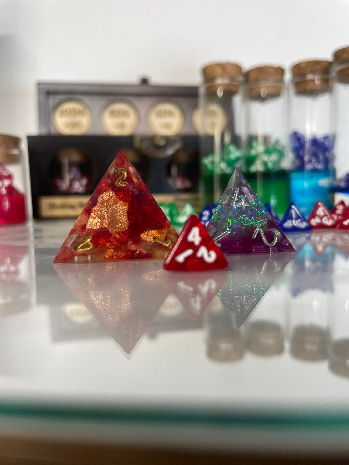 24 Mini D4 Dice Set, Healing Potion Dice(glass vials available), Healing potion 5e, Bulk mini D4