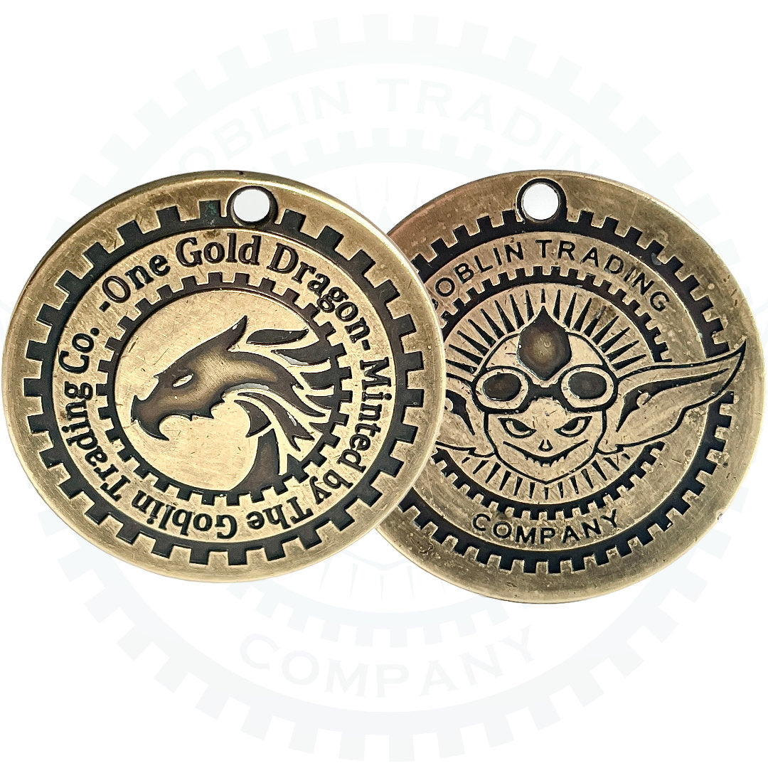 DnD 2d Metal Coin, TTRPG Coin Flip, Gold Dragon Coin, Fantasy Coin