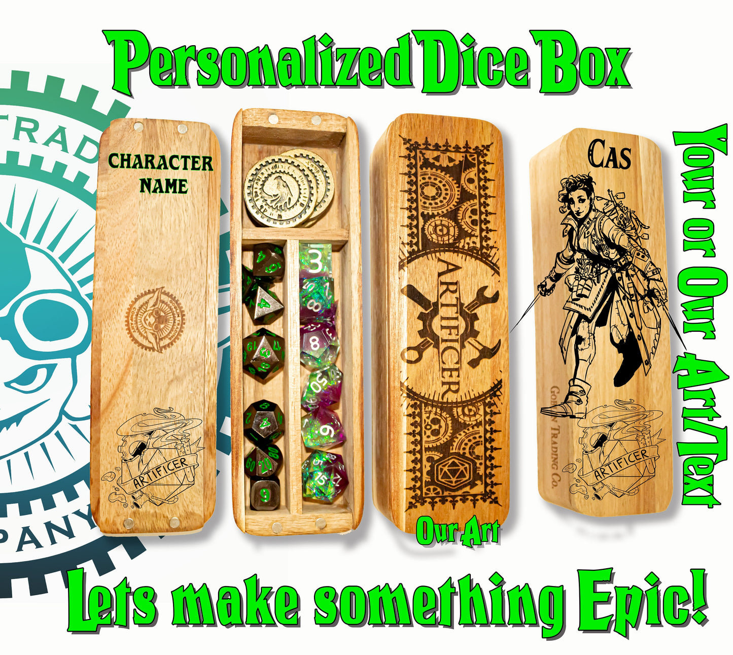 Personalized DnD Double Dice Box, Dice Box, Dice Storage, D&D, Dungeons and Dragons, TTRPG, Gamer Gift, Table Top Games