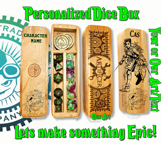 Personalized DnD Double Dice Box, Dice Box, Dice Storage, D&D, Dungeons and Dragons, TTRPG, Gamer Gift, Table Top Games