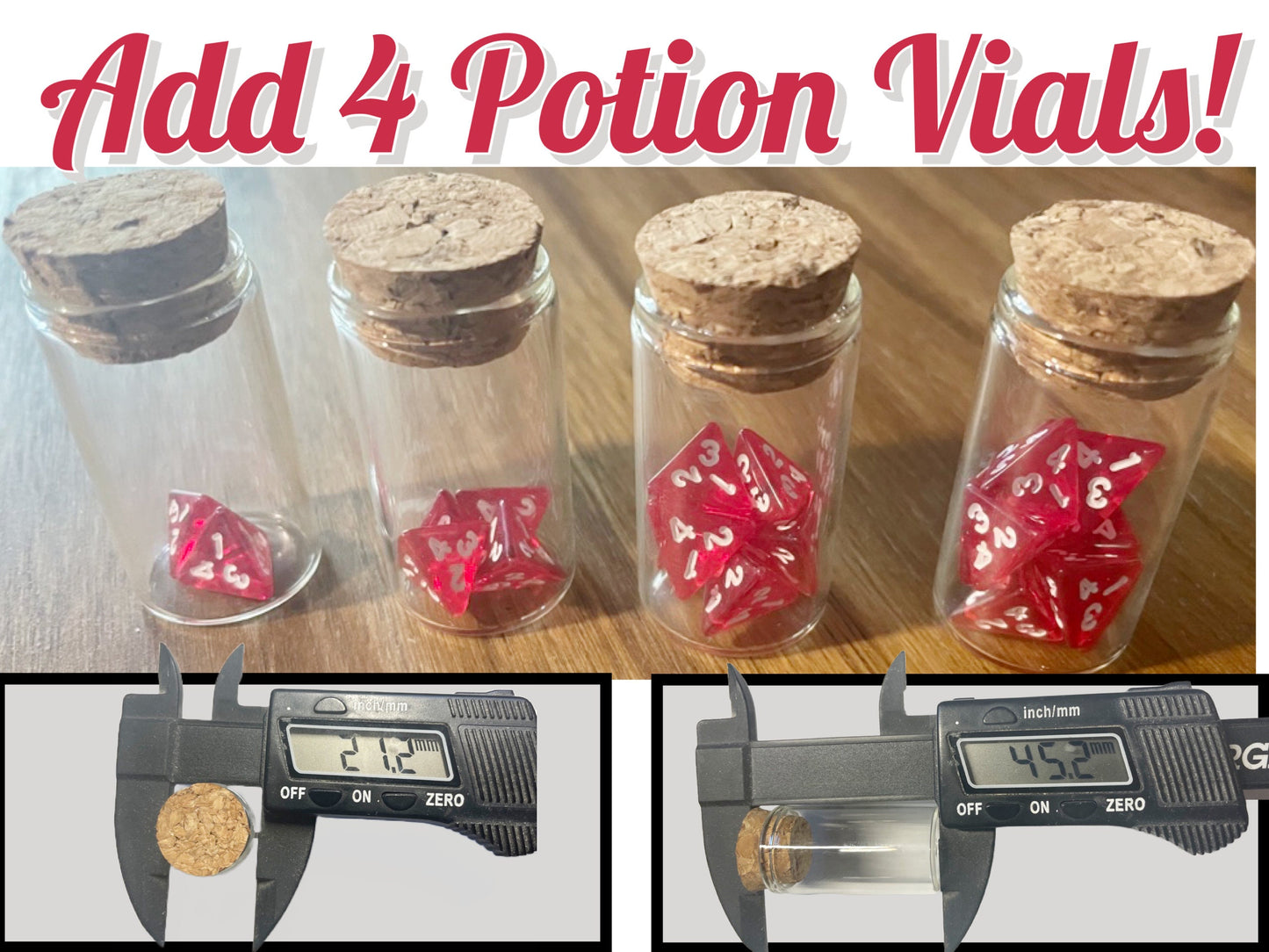 24 Mini D4 Dice Set, Healing Potion Dice(glass vials available), Healing potion 5e, Bulk mini D4