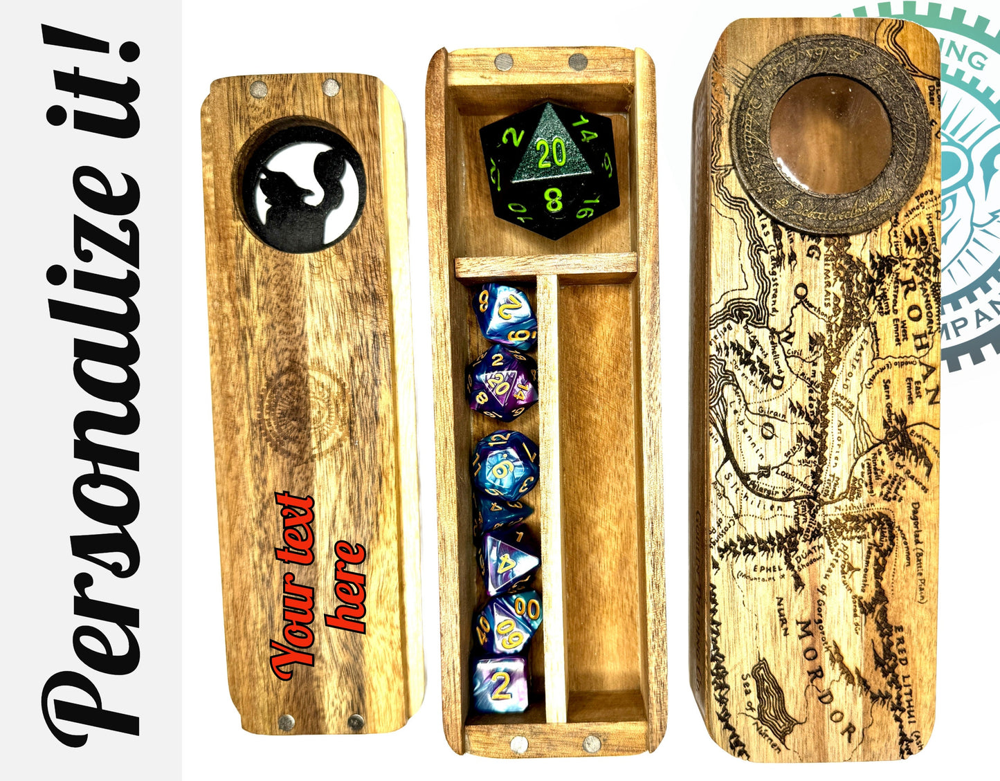 LOTR inspired Dice box, Dice Storage, D&D, Dungeons and Dragons, TTRPG, Personal Gamer Gift, Pathfinder, Gandalf, Lord of the Rings Dice Box